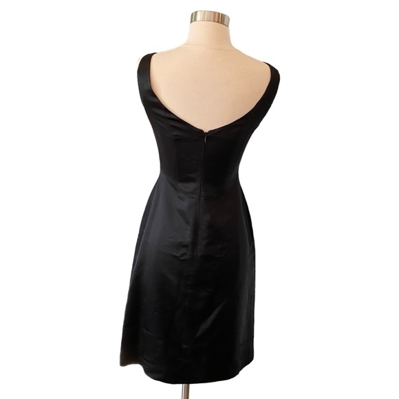 Y2K Tahari Black Satin Open Back Cocktail Dress - Picture 7 of 10